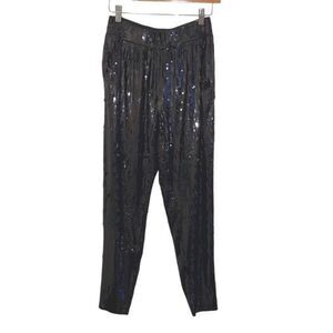 NWT Michael Kors Womens Sequined Tapered Leg Trouser‎ Pants Black Size Small